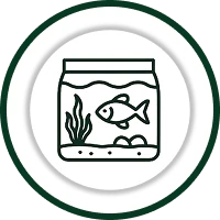Aquariums icon: a line drawing inside a green ring