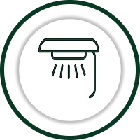 Lighting icon: a line drawing inside a green ring